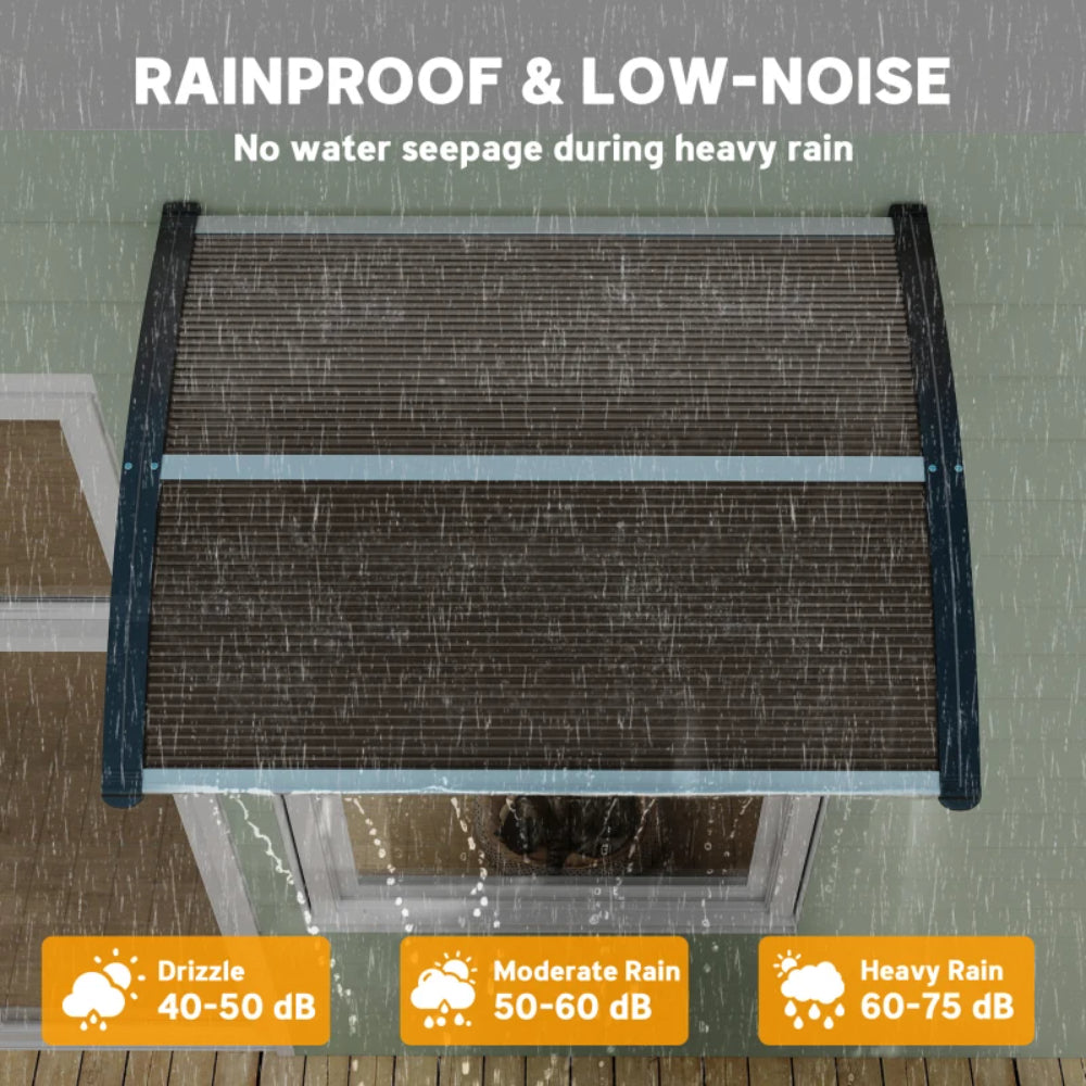 Outsunny Awning Front Door Rain Shelter Canopy 100 x 75cm Brown 4