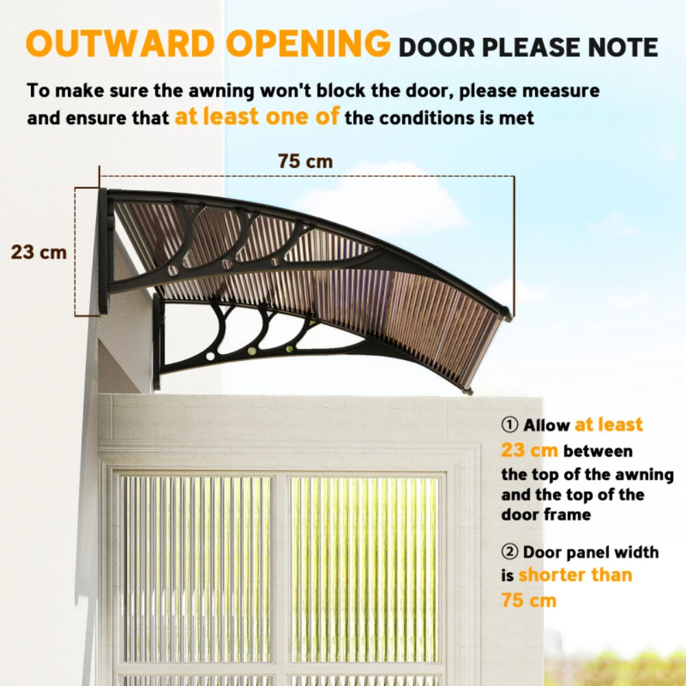 Outsunny Awning Front Door Rain Shelter Canopy 100 x 75cm Brown 6