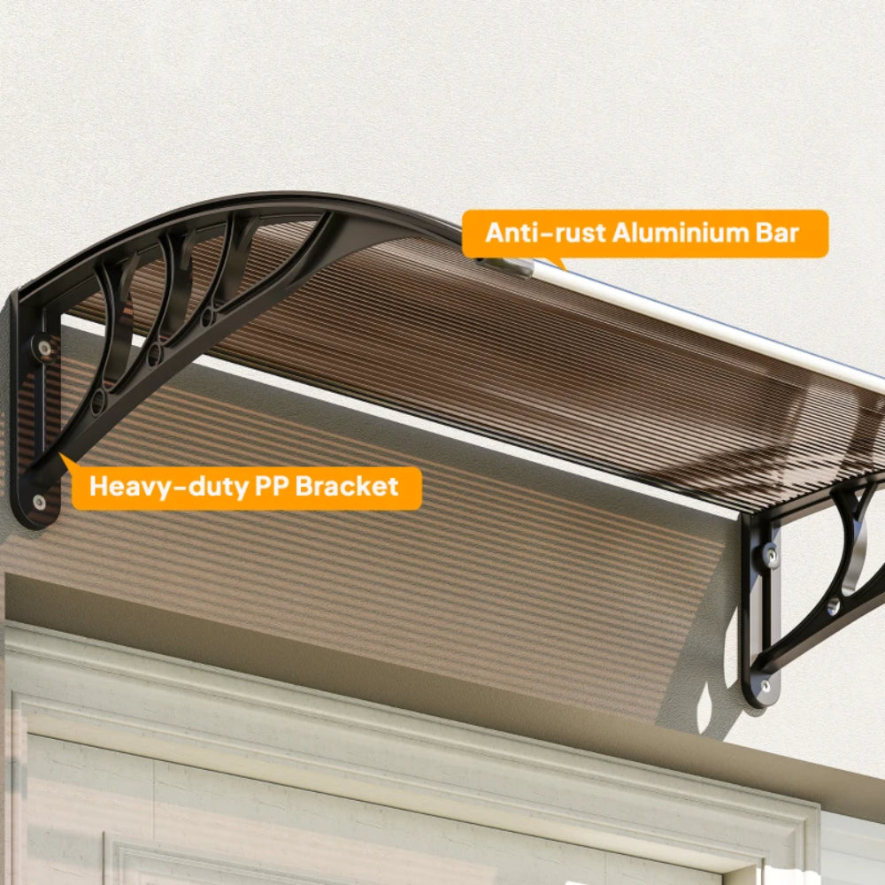 Outsunny Awning Front Door Rain Shelter Canopy 100 x 75cm Brown 7