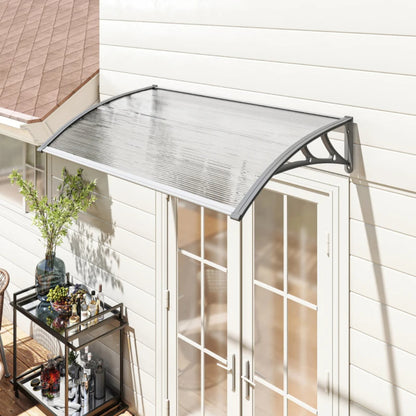 Outsunny Awning Front Door Rain Shelter Canopy 110 x 60cm Grey 1