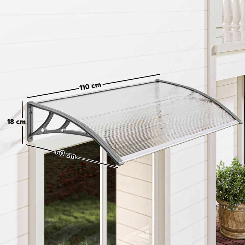 Outsunny Awning Front Door Rain Shelter Canopy 110 x 60cm Grey 2