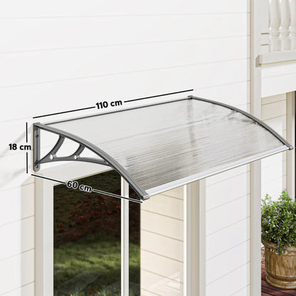 Outsunny Awning Front Door Rain Shelter Canopy 110 x 60cm Grey 2
