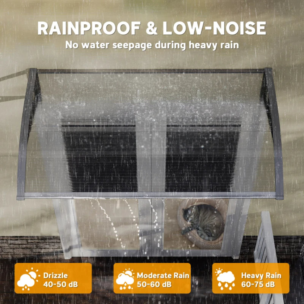 Outsunny Awning Front Door Rain Shelter Canopy 110 x 60cm Grey 4