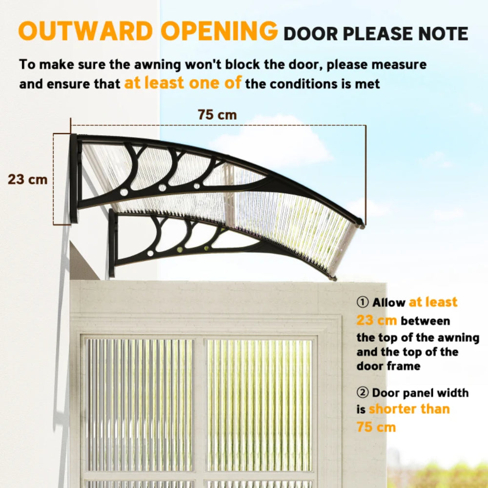 Outsunny Awning Front Door Rain Shelter Canopy 120 x 75cm 16