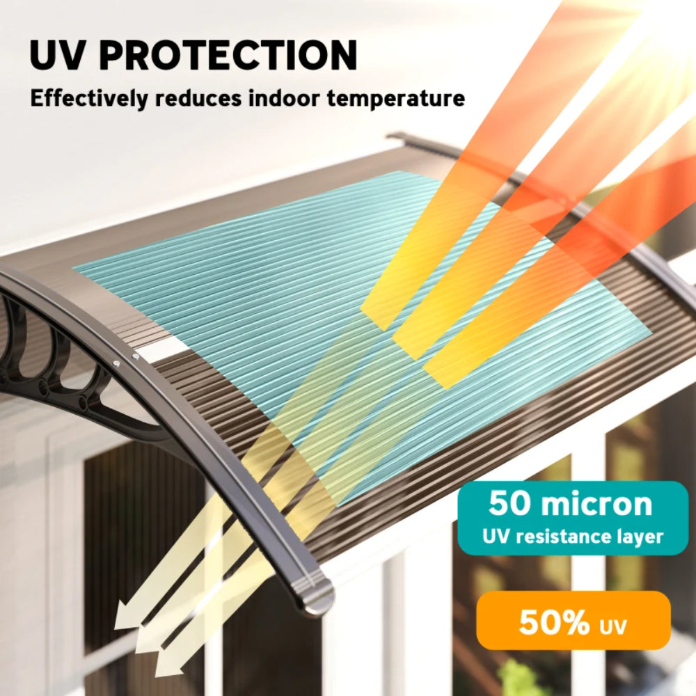 Outsunny Awning Front Door Rain Shelter Canopy 120 x 75cm 3