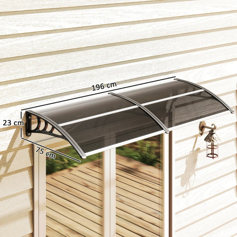 Outsunny Awning Front Door Rain Shelter Canopy 196 x 75cm 12