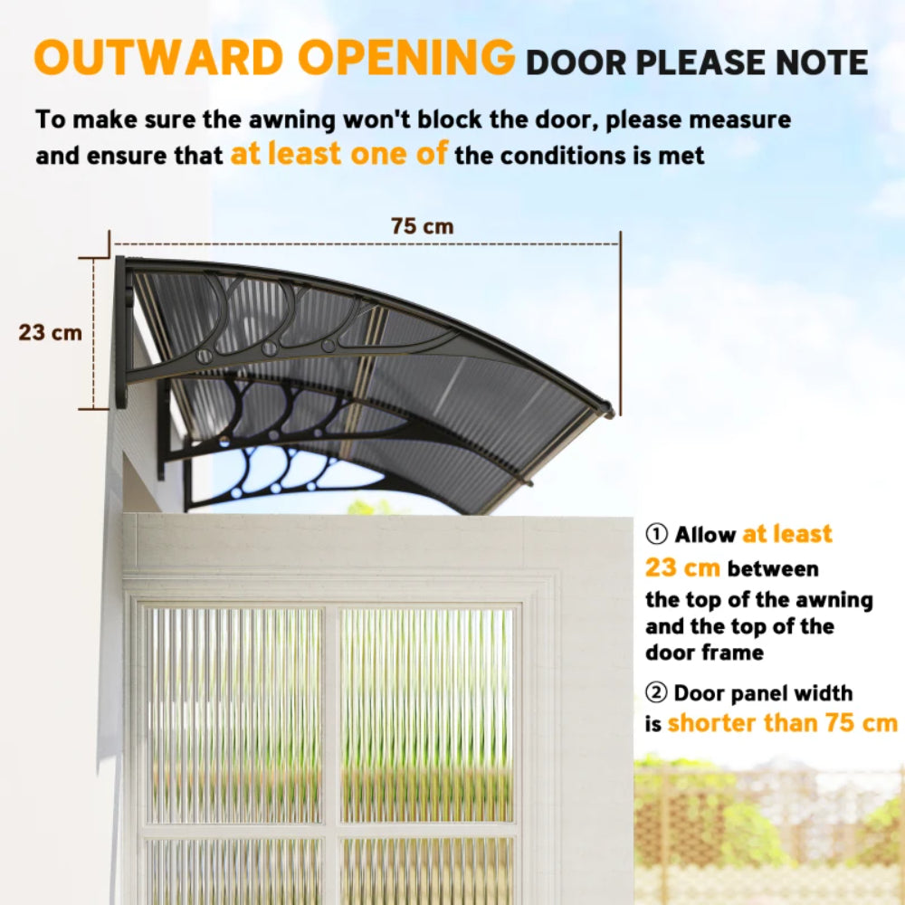 Outsunny Awning Front Door Rain Shelter Canopy 196 x 75cm 16