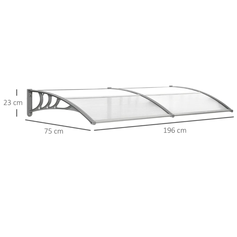 Outsunny Awning Front Door Rain Shelter Canopy 196 x 75cm 2