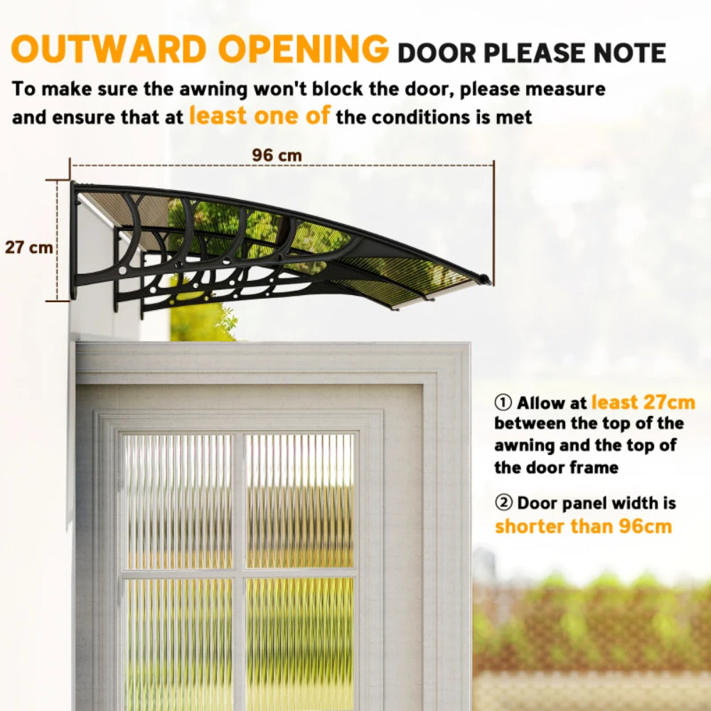 Outsunny Awning Front Door Rain Shelter Canopy 200 x 96cm Brown 6