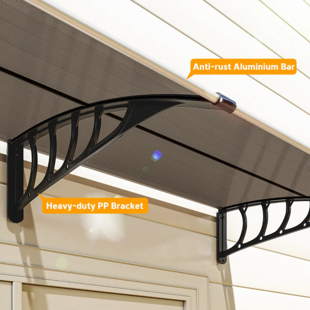 Outsunny Awning Front Door Rain Shelter Canopy 200 x 96cm Brown 7
