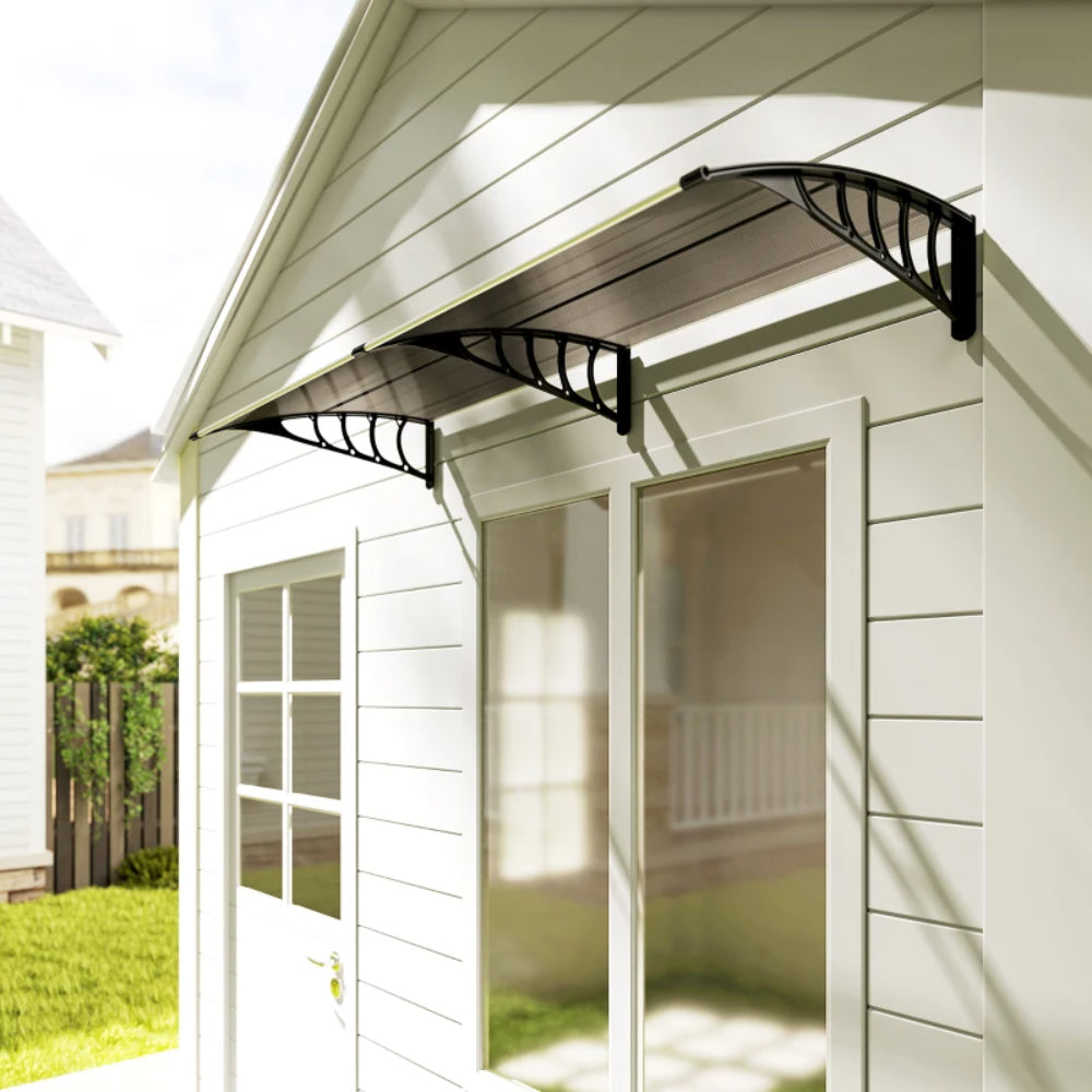 Outsunny Awning Front Door Rain Shelter Canopy 200 x 96cm Brown 8