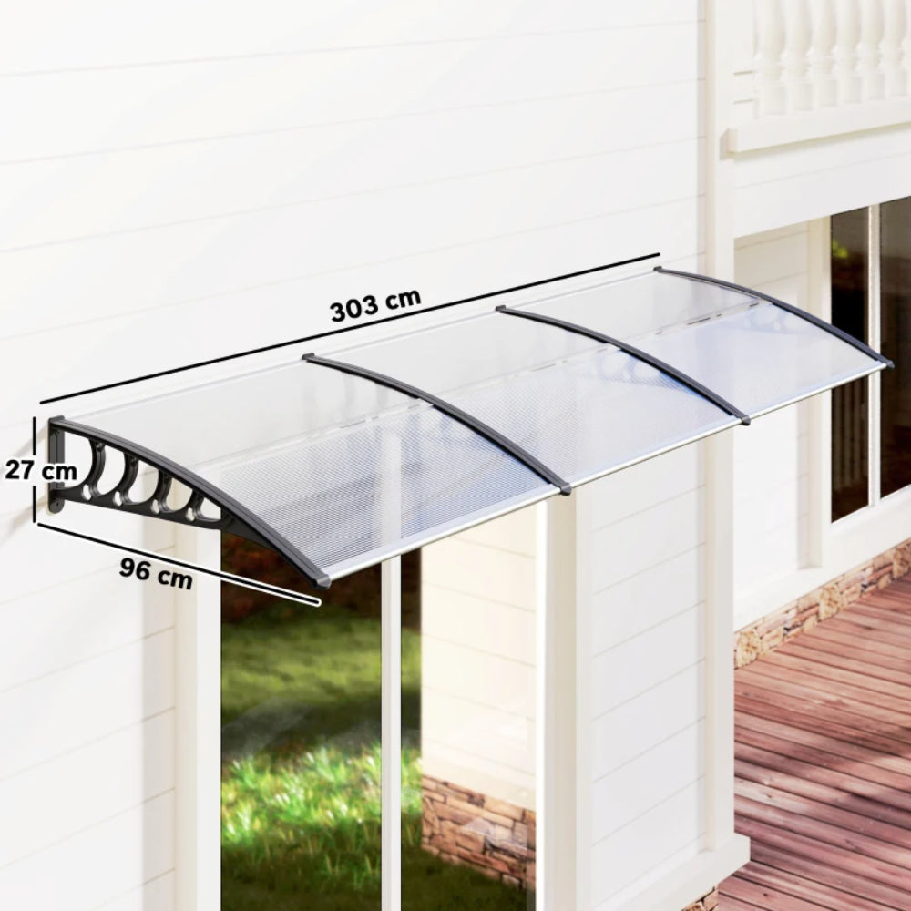Outsunny Awning Front Door Rain Shelter Canopy 303 x 96cm 13