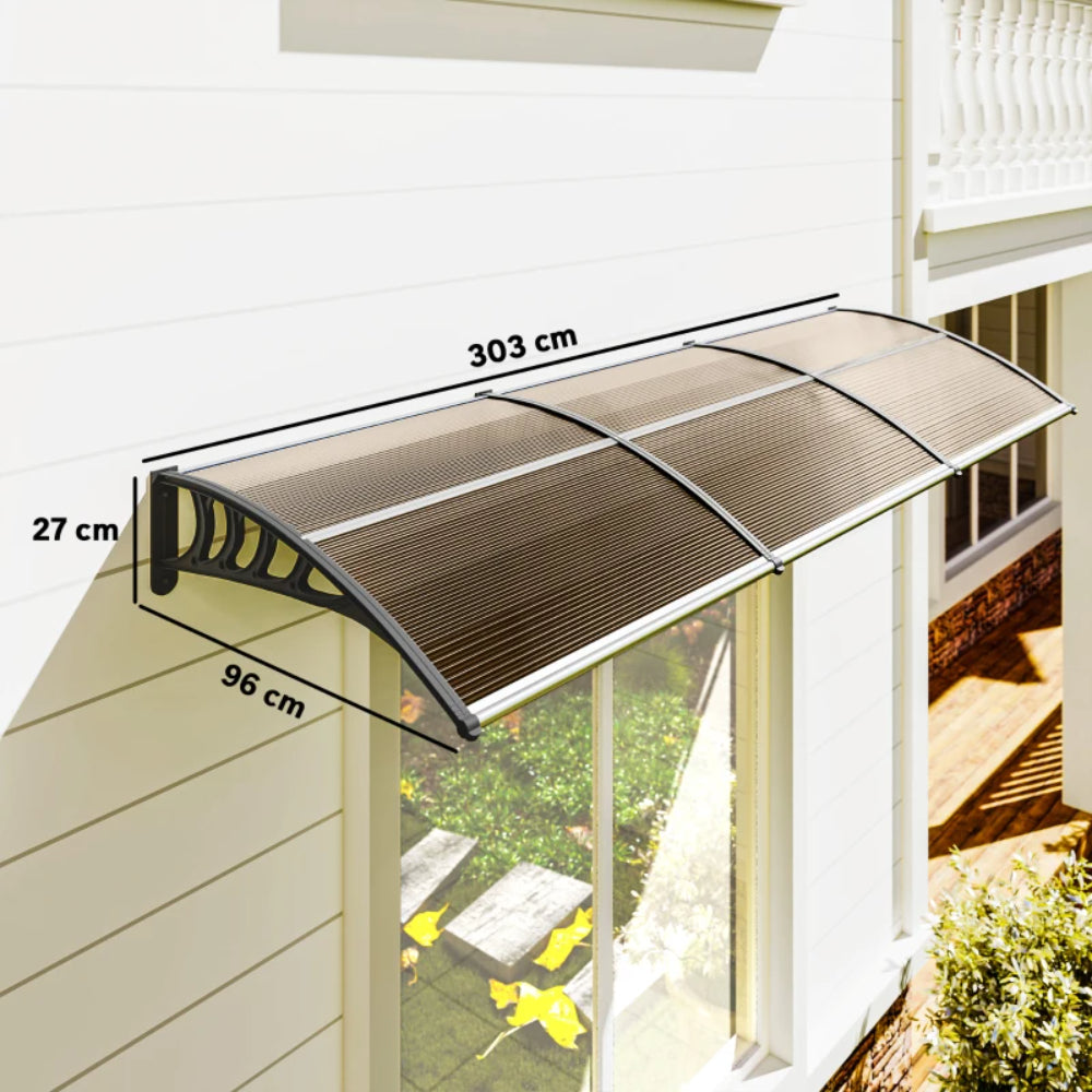 Outsunny Awning Front Door Rain Shelter Canopy 303 x 96cm 2