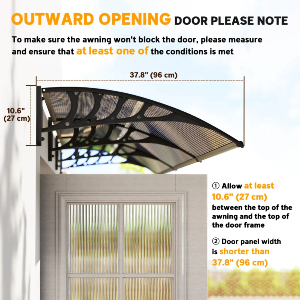 Outsunny Awning Front Door Rain Shelter Canopy 303 x 96cm 6