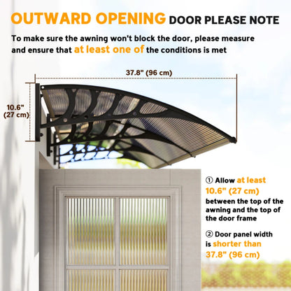 Outsunny Awning Front Door Rain Shelter Canopy 303 x 96cm 6