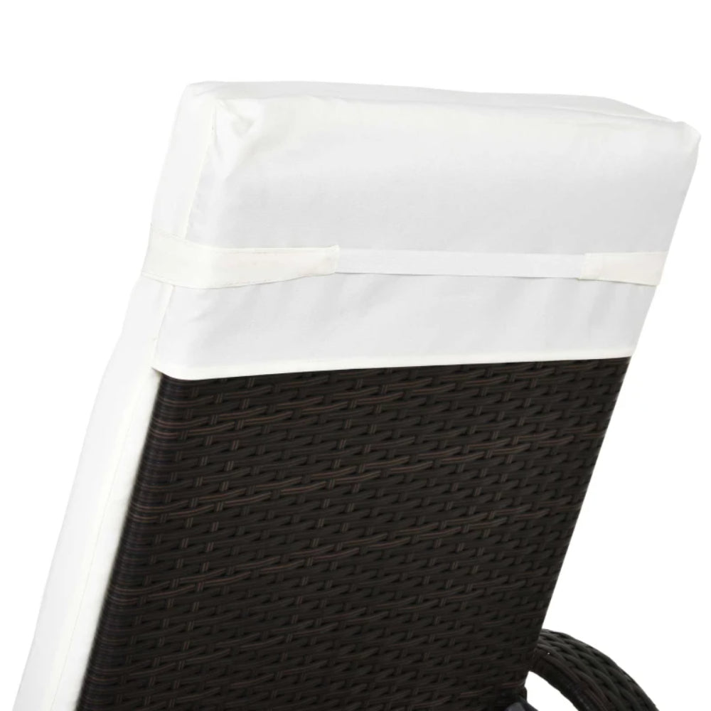 Outsunny Brown Rattan Sun Lounger w/ Adjustable Steel Frame,200Lx73Wx56-103H cm