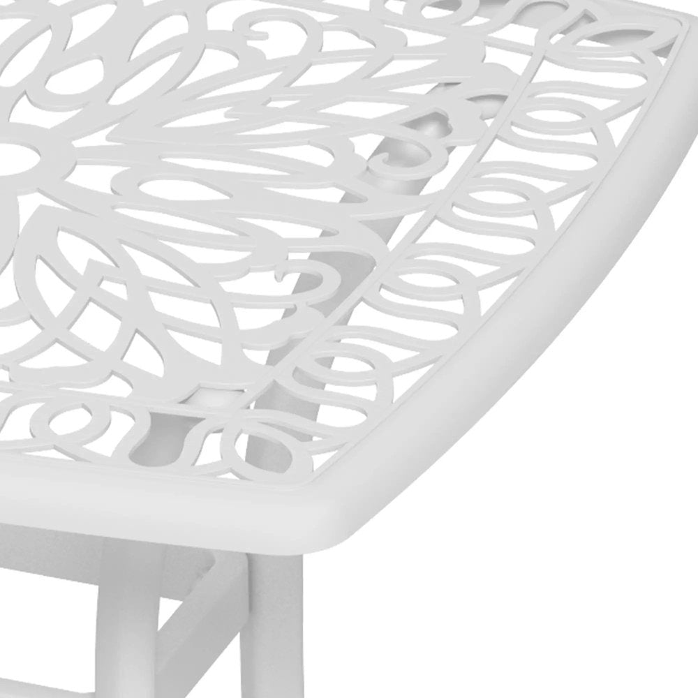 Outsunny Cast Aluminium Bistro Table, Outdoor Square Side Table with Umbrella Hole, Garden Table for Balcony 18