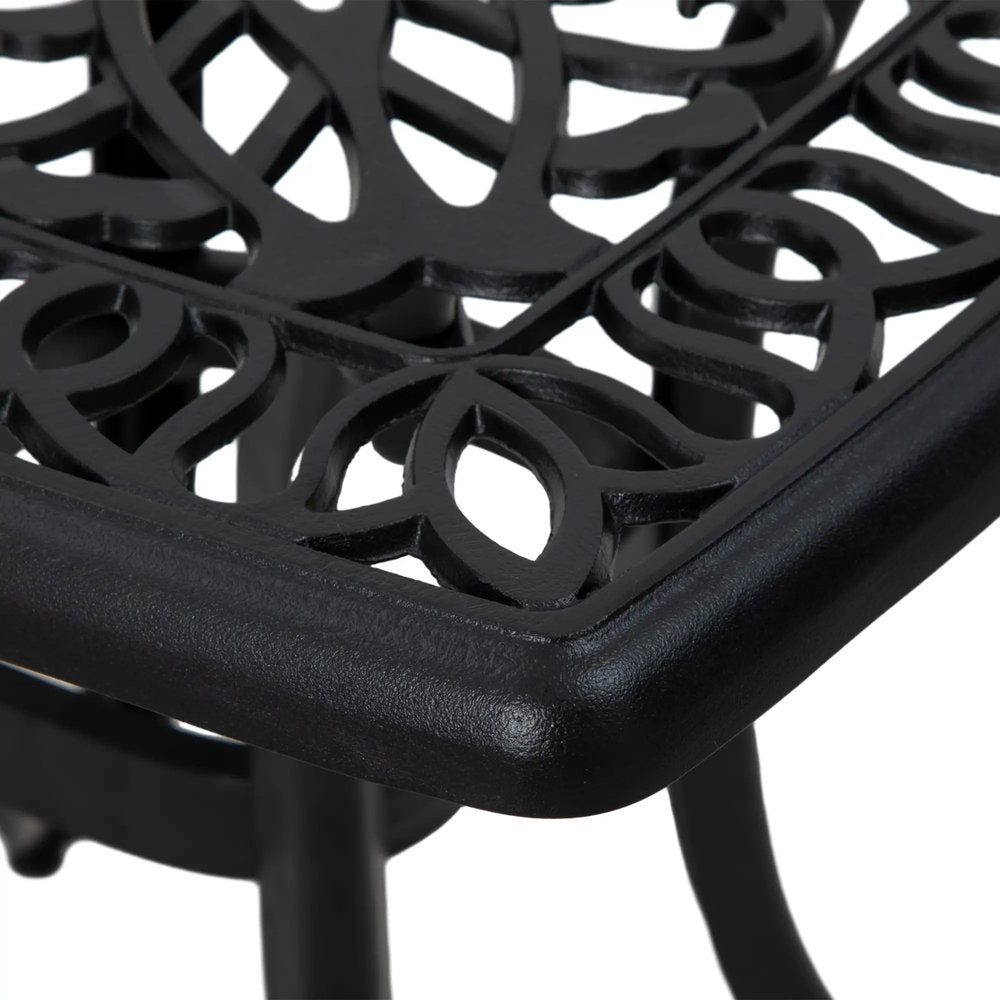 Outsunny Cast Aluminium Bistro Table, Outdoor Square Side Table with Umbrella Hole, Garden Table for Balcony 29