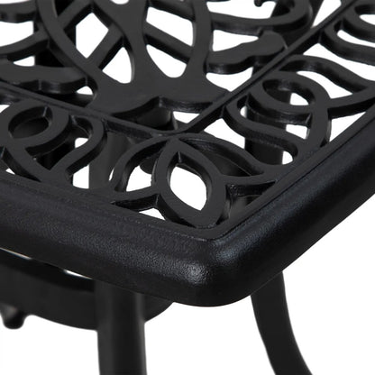 Outsunny Cast Aluminium Bistro Table, Outdoor Square Side Table with Umbrella Hole, Garden Table for Balcony 29