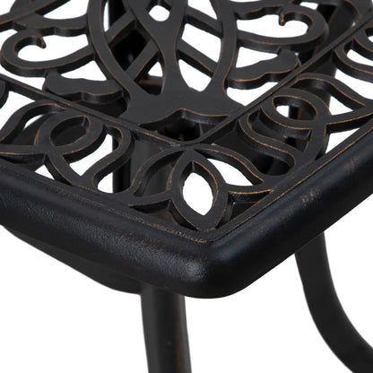 Outsunny Cast Aluminium Bistro Table, Outdoor Square Side Table with Umbrella Hole, Garden Table for Balcony 7