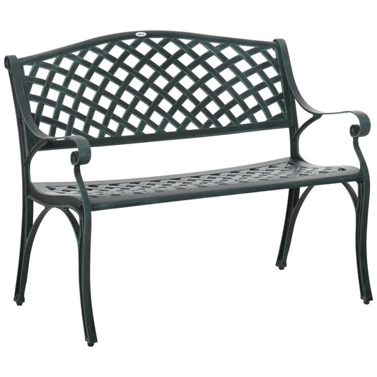 Outsunny Cast Aluminium Garden Bench 2 Seater Antique Loveseat for Outdoor Patio Porch Park 