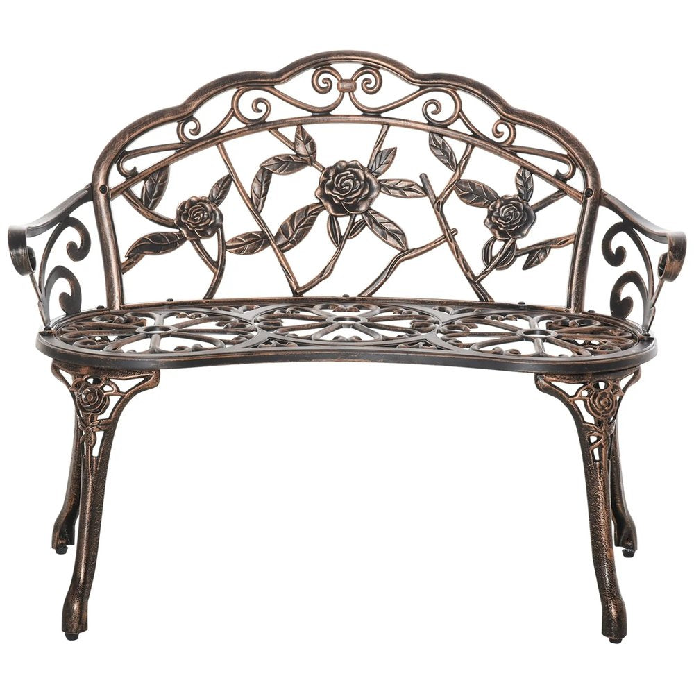 Outsunny Cast Aluminium Garden Bench - Bronze Tone 14