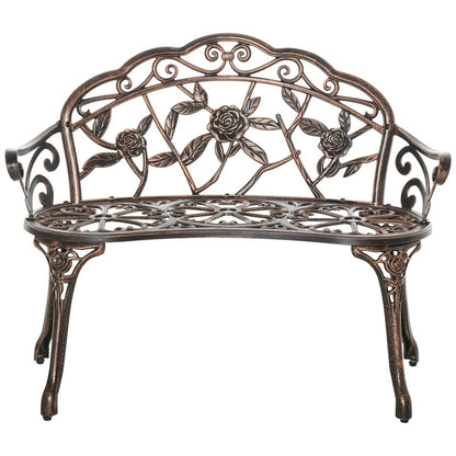 Outsunny Cast Aluminium Garden Bench - Bronze Tone 14
