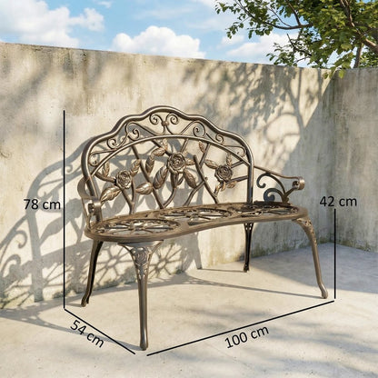 Outsunny Cast Aluminium Garden Bench - Bronze Tone 2
