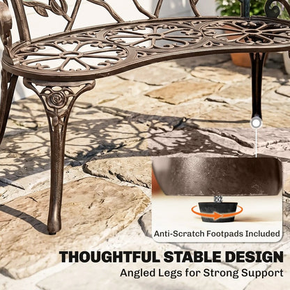 Outsunny Cast Aluminium Garden Bench - Bronze Tone 6