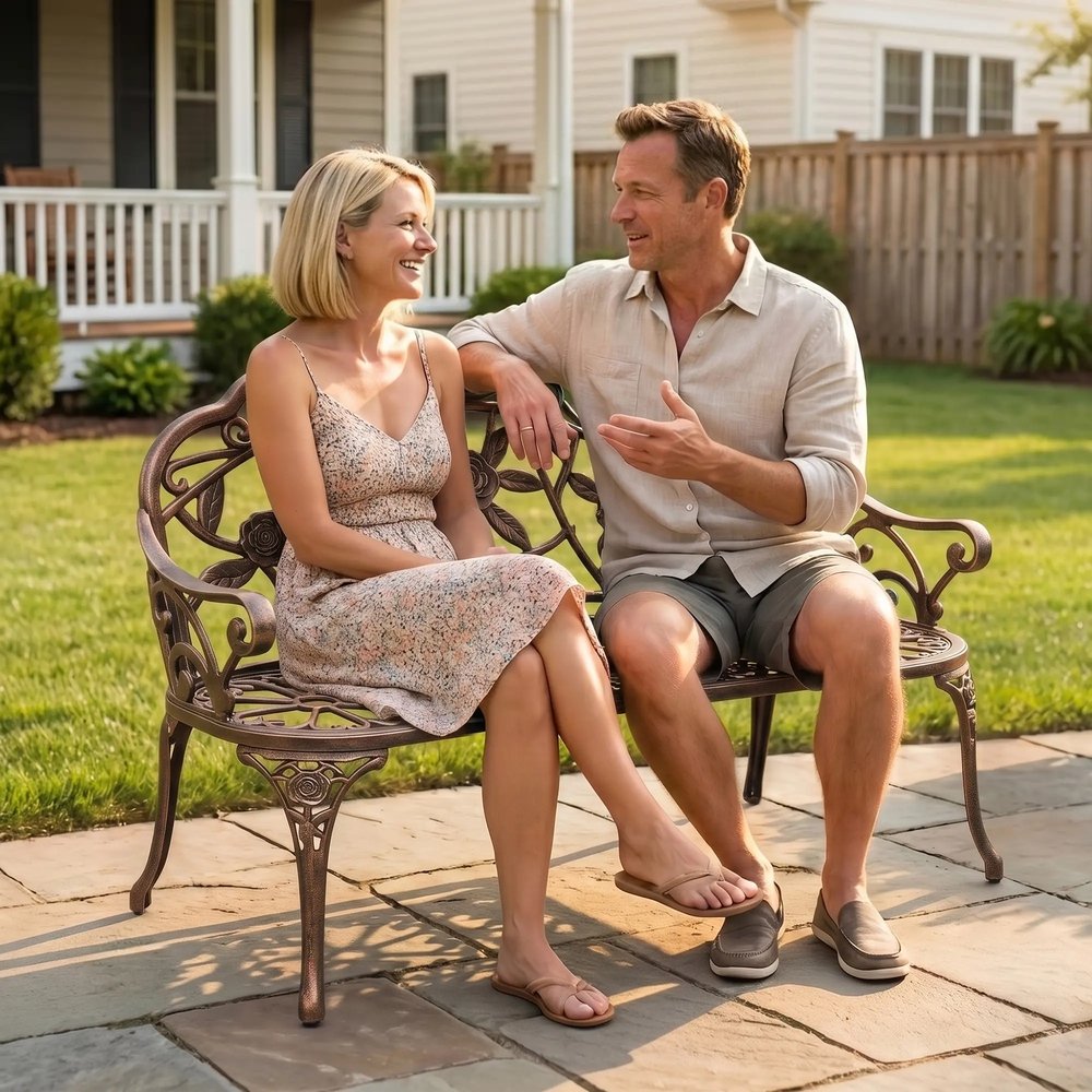 Outsunny Cast Aluminium Garden Bench - Bronze Tone 7