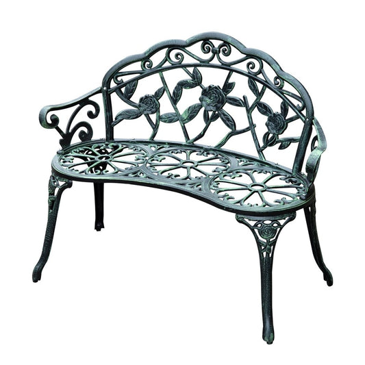 Outsunny Cast Aluminum Garden Bench-Antique Green 