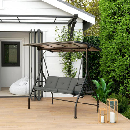 Outsunny Convertible Three-Seater Swing Bench Bed - Dark Grey 1