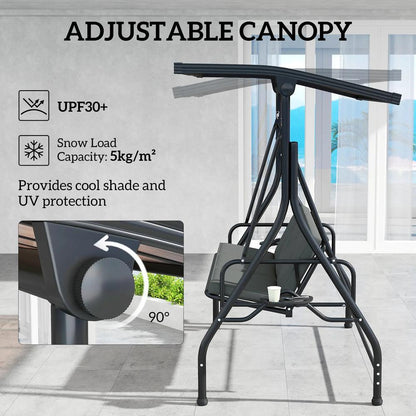 Outsunny Convertible Three-Seater Swing Bench Bed - Dark Grey 4