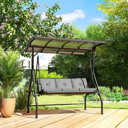 Outsunny Convertible Three-Seater Swing Bench Bed - Dark Grey 7