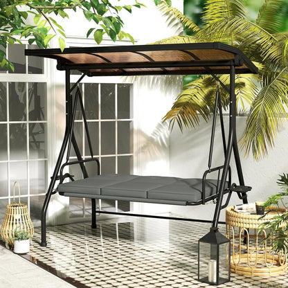 Outsunny Convertible Three-Seater Swing Bench Bed - Dark Grey 9