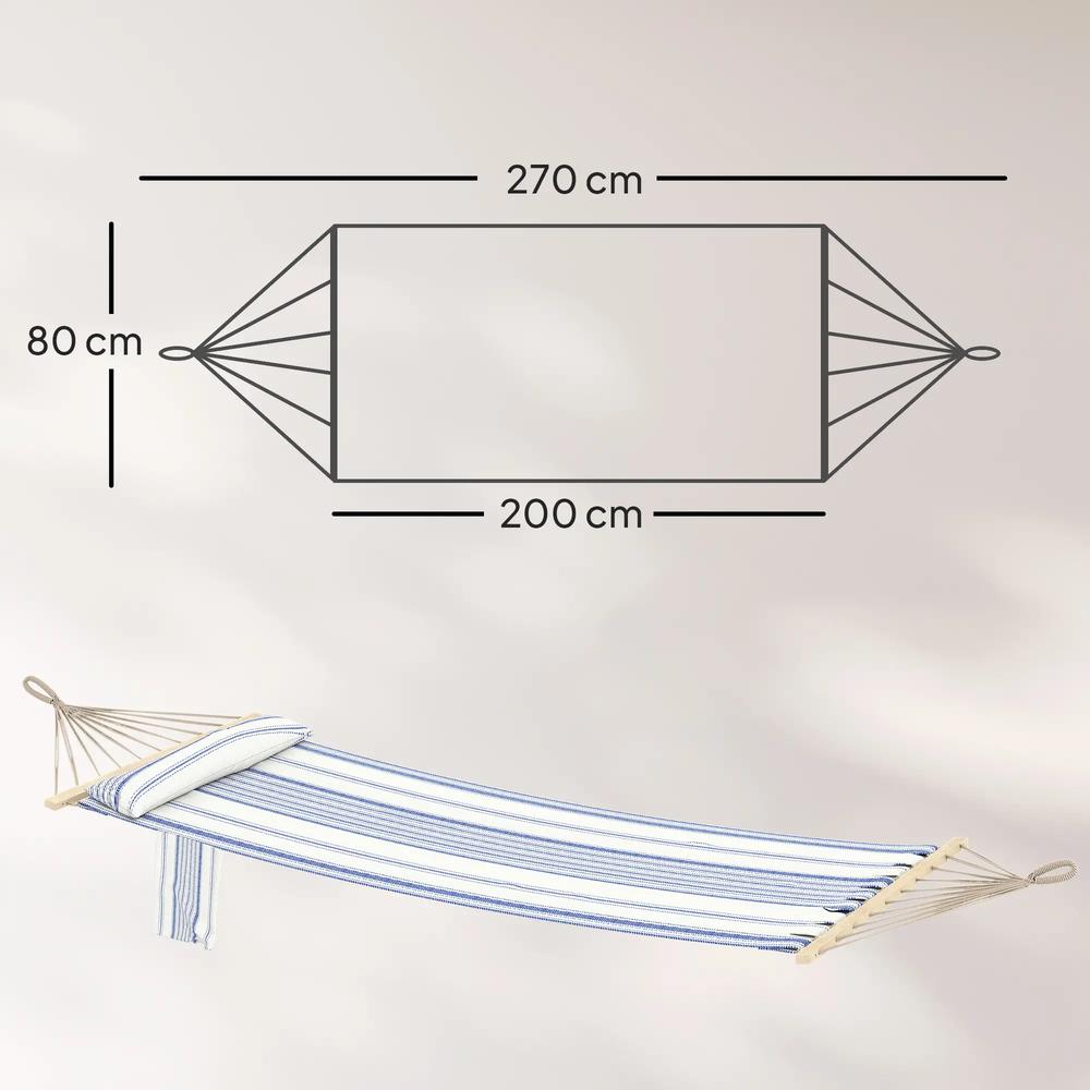 Outsunny Cotton Hammock, Soft Portable Swing Sleeping w/ Headrest & Side Pocket 2