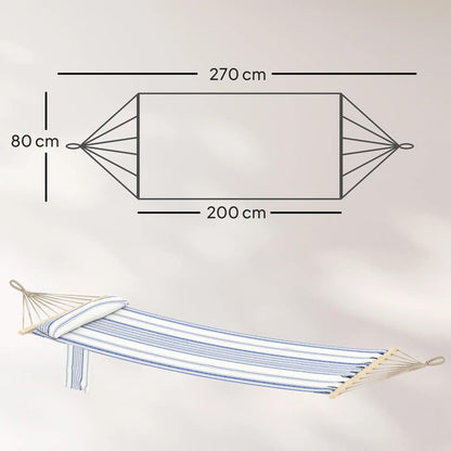 Outsunny Cotton Hammock, Soft Portable Swing Sleeping w/ Headrest & Side Pocket 2