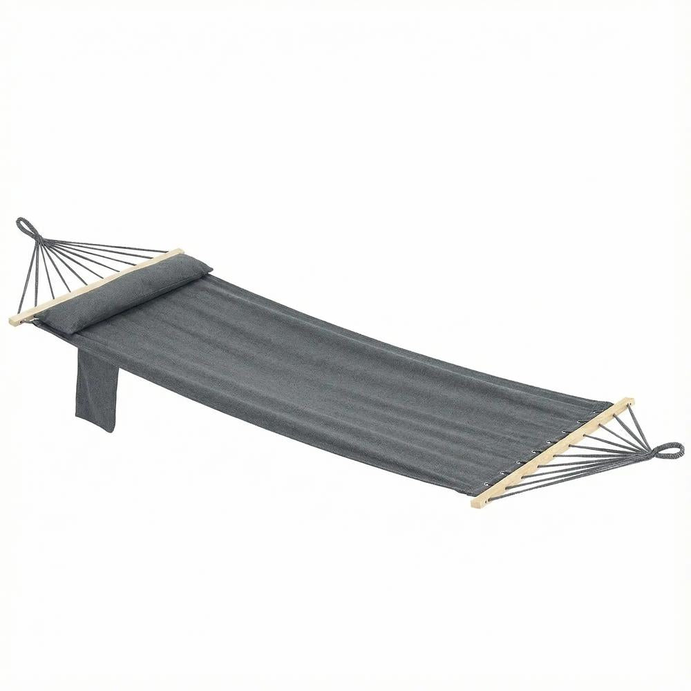 Outsunny Cotton Hammock, Soft Portable Swing Sleeping w/ Headrest & Side Pocket 20