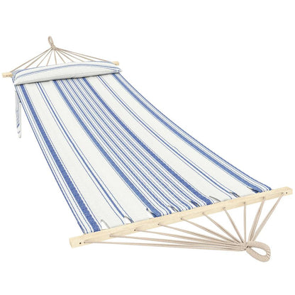 Outsunny Cotton Hammock, Soft Portable Swing Sleeping w/ Headrest & Side Pocket 