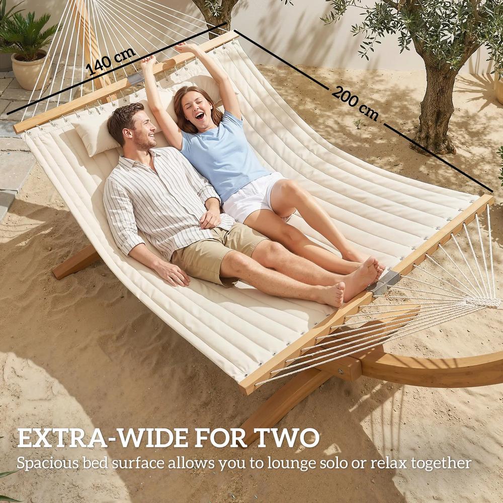 Outsunny Double Hammock 2 Person Swing Bed with Spreader Bars, Pillows, Pad, 200 x 140cm 4