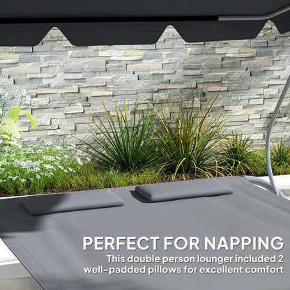 Outsunny Double Outdoor Bed, with Canopy - Light Grey 4