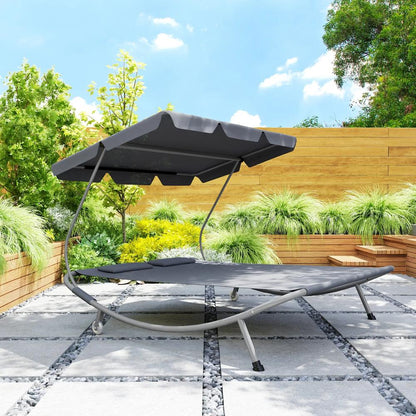 Outsunny Double Outdoor Bed, with Canopy - Light Grey 9