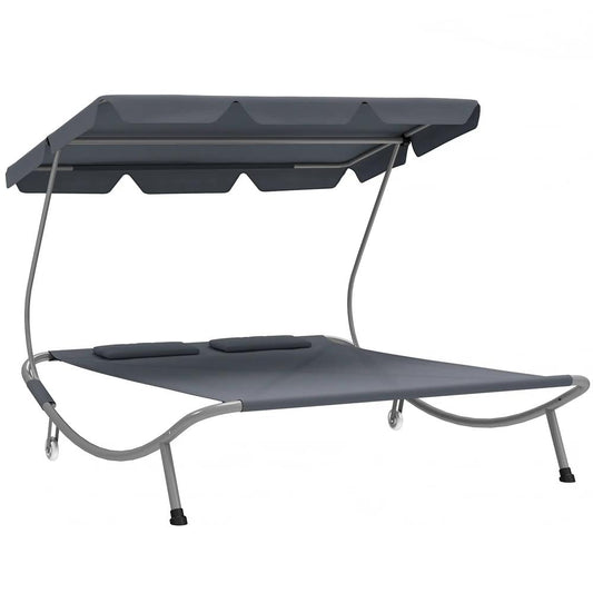 Outsunny Double Outdoor Bed, with Canopy - Light Grey 
