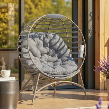 Outsunny Egg Chair with Cushion & Side Pocket
