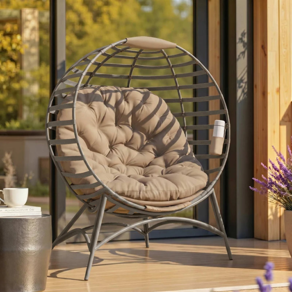Outsunny Egg Chair with Cushion & Side Pocket