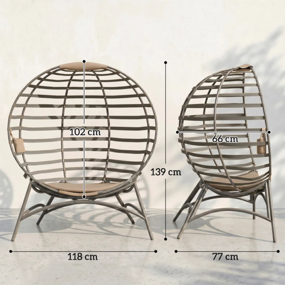 Outsunny Egg Chair with Cushion & Side Pocket