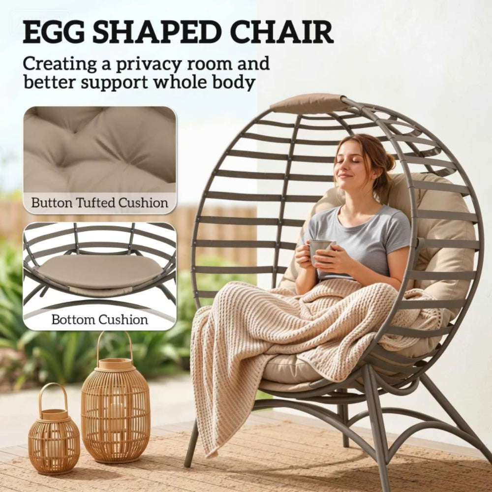 Outsunny Egg Chair with Cushion & Side Pocket