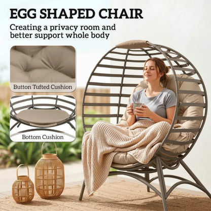 Outsunny Egg Chair with Cushion & Side Pocket