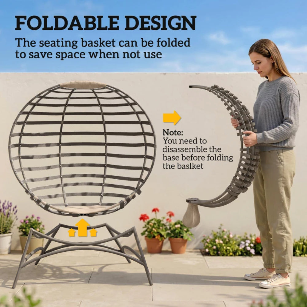 Outsunny Egg Chair with Cushion & Side Pocket