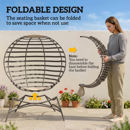 Outsunny Egg Chair with Cushion & Side Pocket